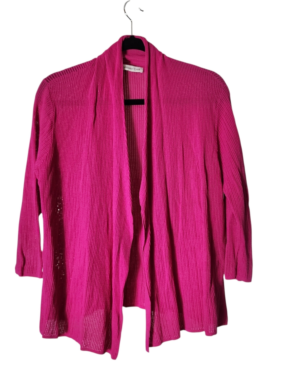Coldwater Creek Open-Front Ribbed Cardigan - Fuchsia Pink